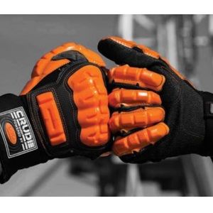 CRUDE D30 Work Gloves Black Orange Impact Protect Construction